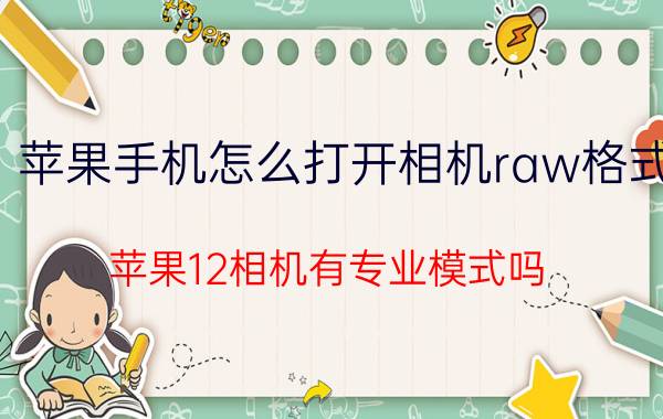 苹果手机怎么打开相机raw格式 苹果12相机有专业模式吗？